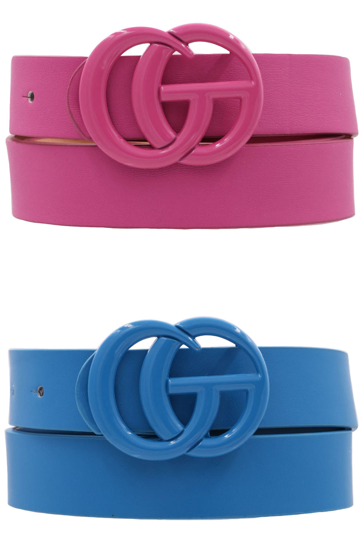 Metal Buckle Faux Leather Belt Set