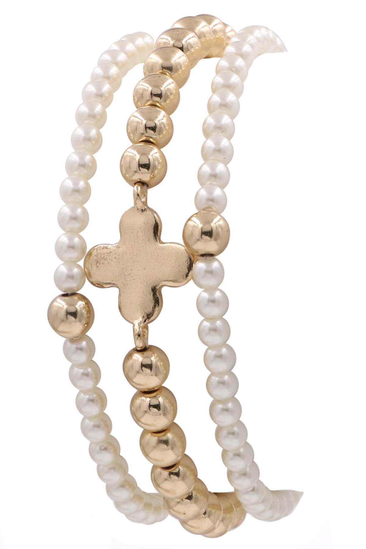 Cream Pearl Bead Layered Bracelet