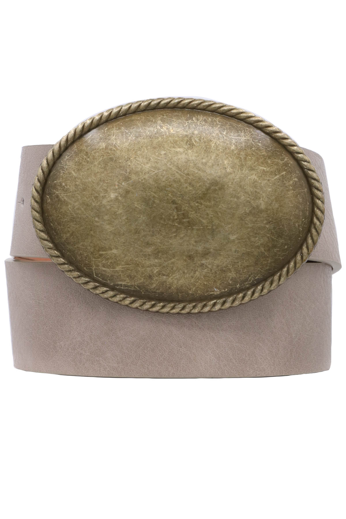 Metal Rope Trimmed Simple Oval Buckle Belt