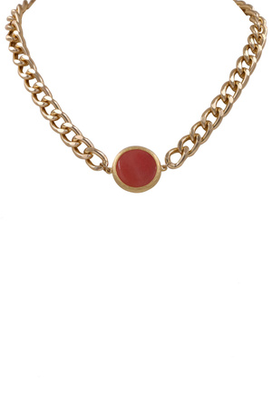 Round Semi Precious Stone Pendant Necklace