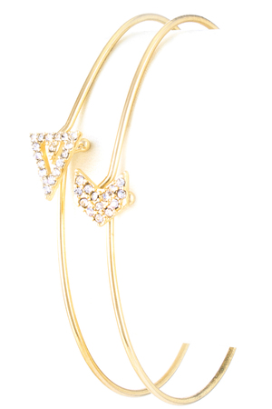 Pave Triangle Chevron Bangle Bracelet Set