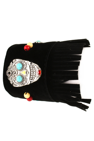 Sugar Skull Faux Suede Bracelet