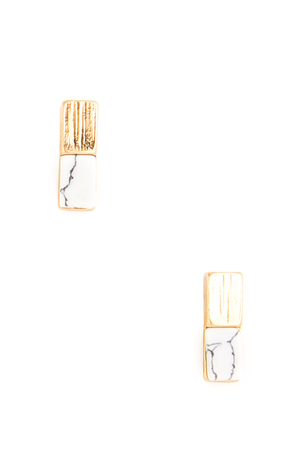 Stone Bar Stud Earrings
