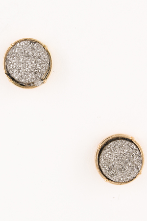 Druzy Stone Circle Stud Earrings