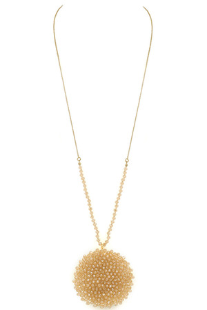 Woven Glass Bead Pendant Necklace