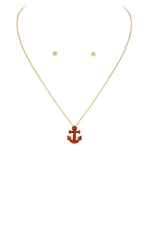 Acrylic Druzy Stone Anchor Necklace Set