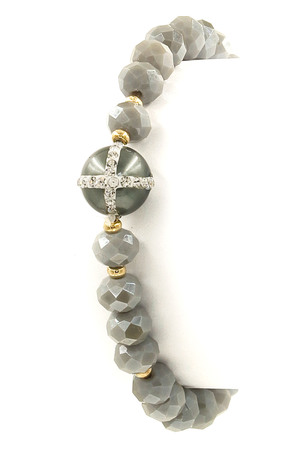 Faceted Glass Bead Stretch Bracelet