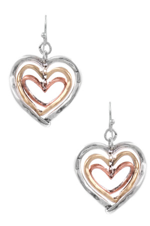 Metal Layered Heart Drop Earrings