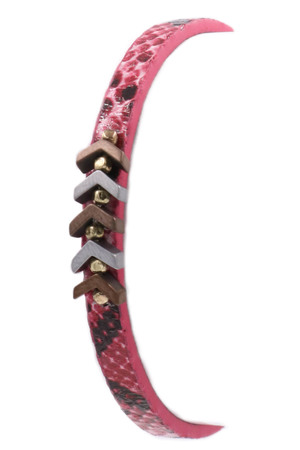 Faux Leather Snake Print Arrow Bracelet
