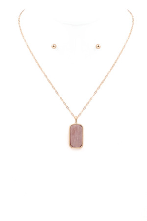 Rectangle Stone Charm Necklace