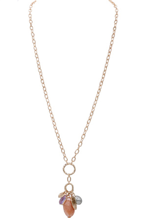 Metal Chain Charm Long Necklace