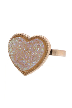 Druzy Stone Heart Ring