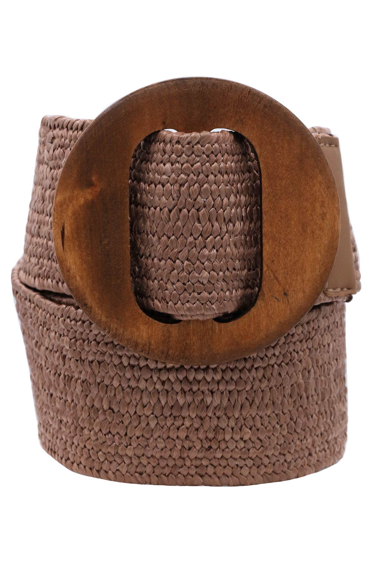 Large Wooden Buckle Straw Belt