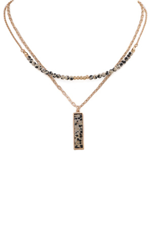 Semi Precious Stone 2-Piece Necklace Set