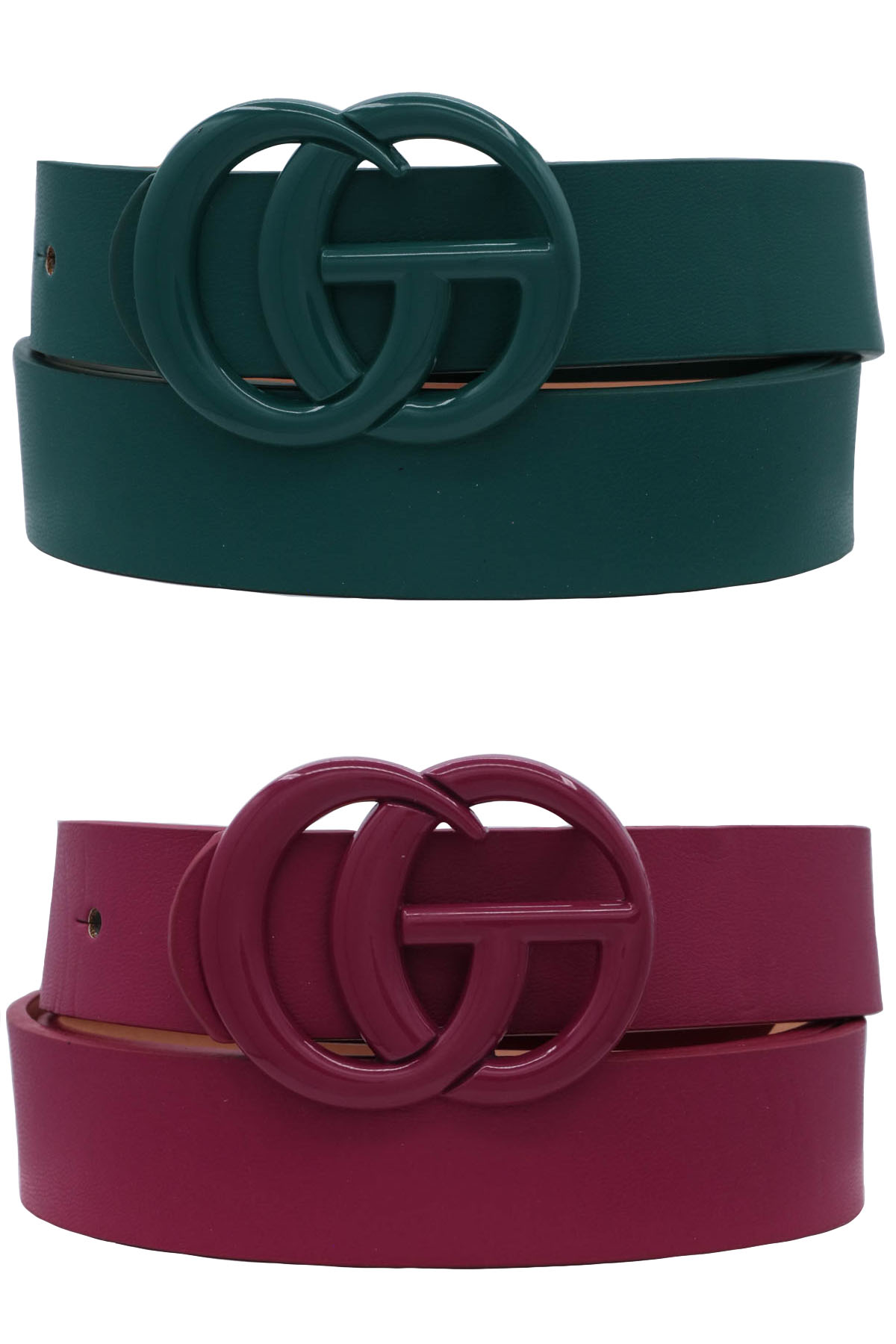 Metal Buckle Faux Leather Belt Set