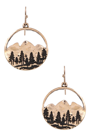 Metal Tree Forest Drop Earrings