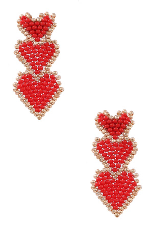 Seed Bead Stack Heart Earrings