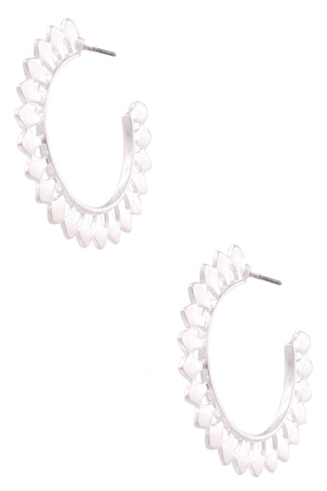 Metal Feather Fringe Hoop Earrings