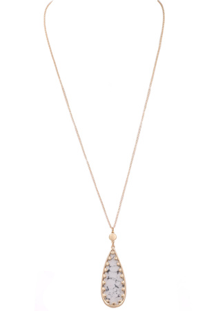 Semi Precious Stone Teardrop Necklace