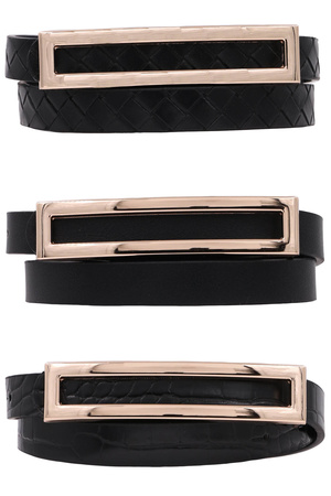 Assorted Textured Rectangular Bar Belt