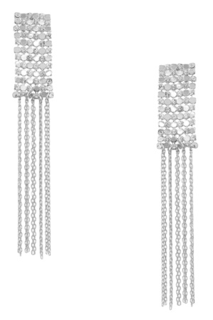 Rhinestone Square Tassel Earrings
