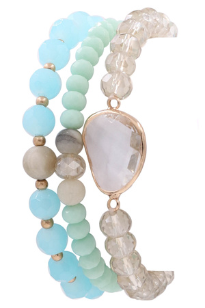 Faceted Bead Semi Precious Stone Bracelet