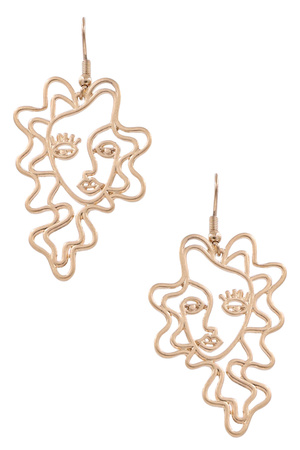 Abstract Lady Face Dangle Earrings