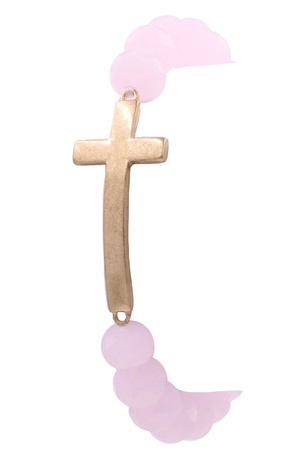 Faceted Bead Cross Stretch Bracelet