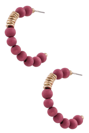 Wood Bead Hoop Earrings