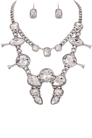 Western Concho Glass Jewel Necklace Set