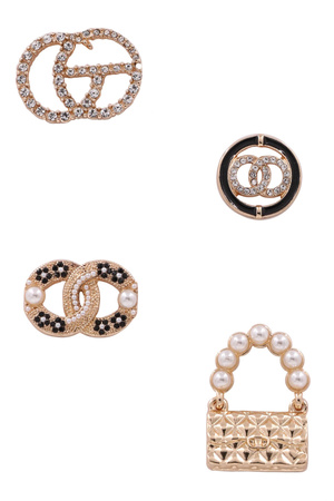 Metal Purse Brooche Pin Set