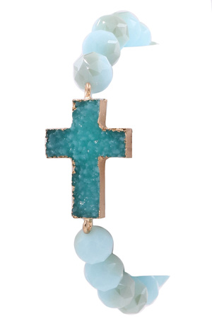 Druzy Stone Cross Stretch Bracelet