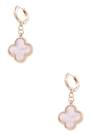 Metal Quatrefoil Charm Hoop Earrings