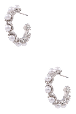 Cream Pearl Open Hoop Earrings