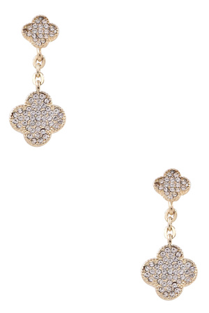 Rhinestone Quatrefoil Dangle Earrings