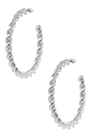 Metal Braid Twist Open Hoop Earrings