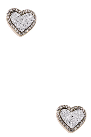 Metal Druzy Stone Heart Earrings