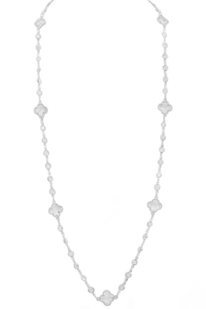 Glass Jewel Quatrefoil Station Necklace