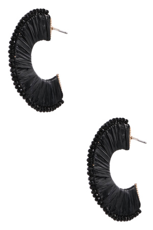 Paper Raffia Flat Hoop Earrings