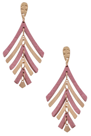 Wood/Metal Triangle Drop Earrings