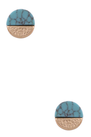 Metal Stone Circle Post Earrings