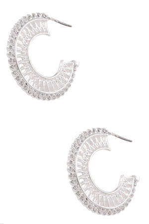 Rhinestone Flat Open Hoop Earrings