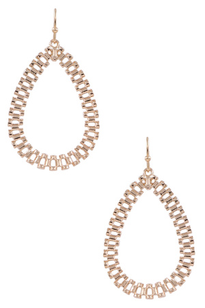 Metal Teardrop Link Drop Earrings