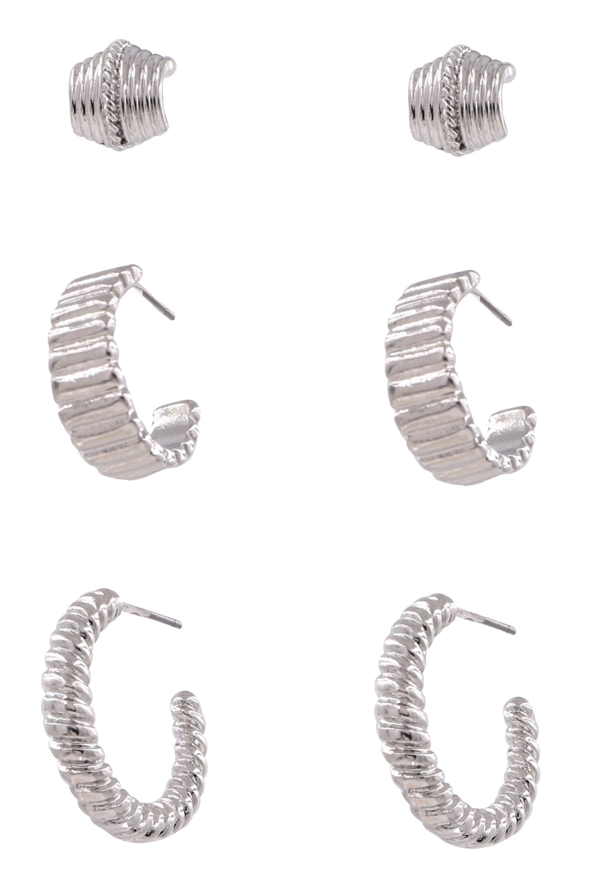 Metal Earring and Hoop Set