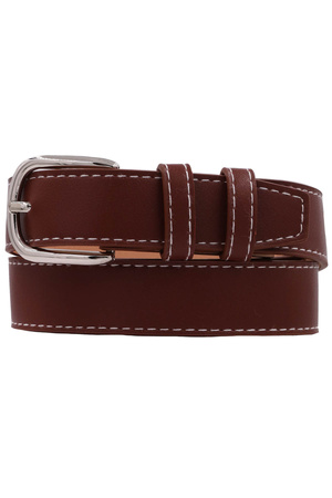 Outside Stitched Basic Rectangle Buckle Belt