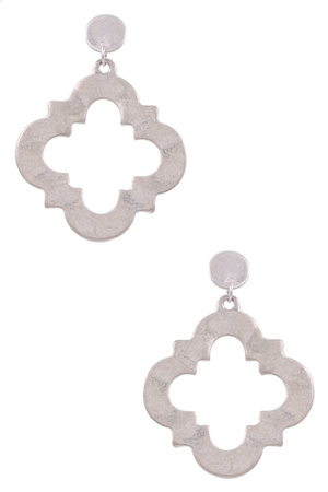 Metal Quatrefoil Moroccan Drop Earrings