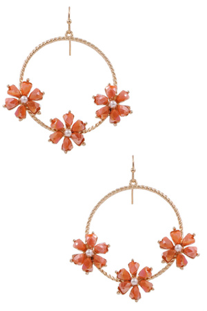 Metal Acrylic Flower Drop Earrings