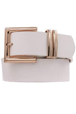 Squared Faux Leather Buckle Double Loop Belt