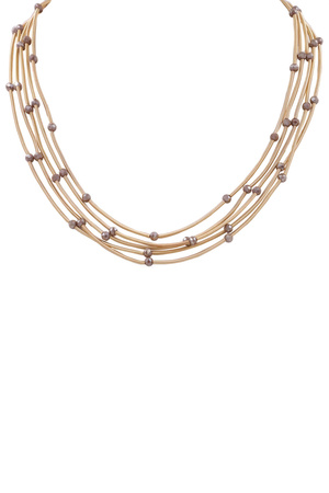 Faceted Bead Metal Tube Layered Necklace