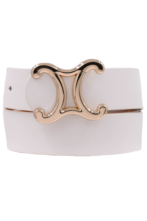 Faux Leather Curved Mirror C Buckle Belt